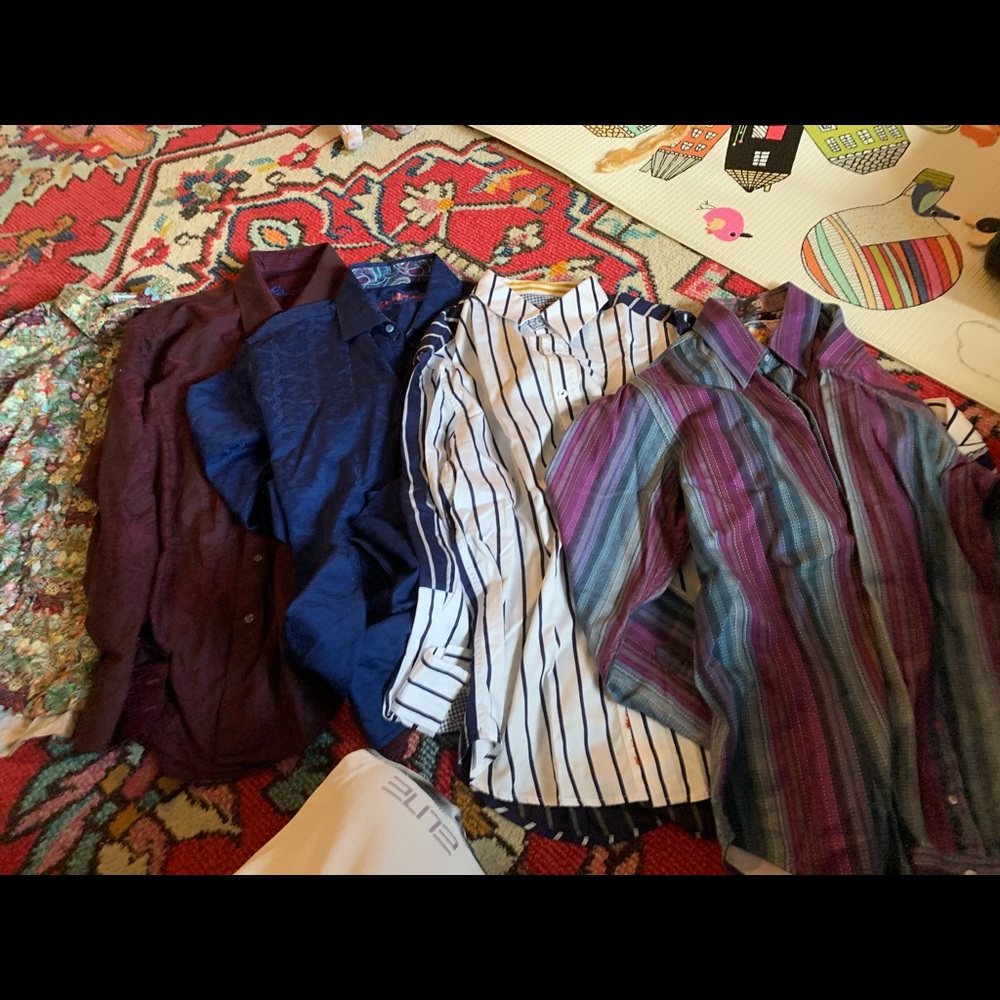 Lot of Five (5) Robert Graham L Long sleeve shirts